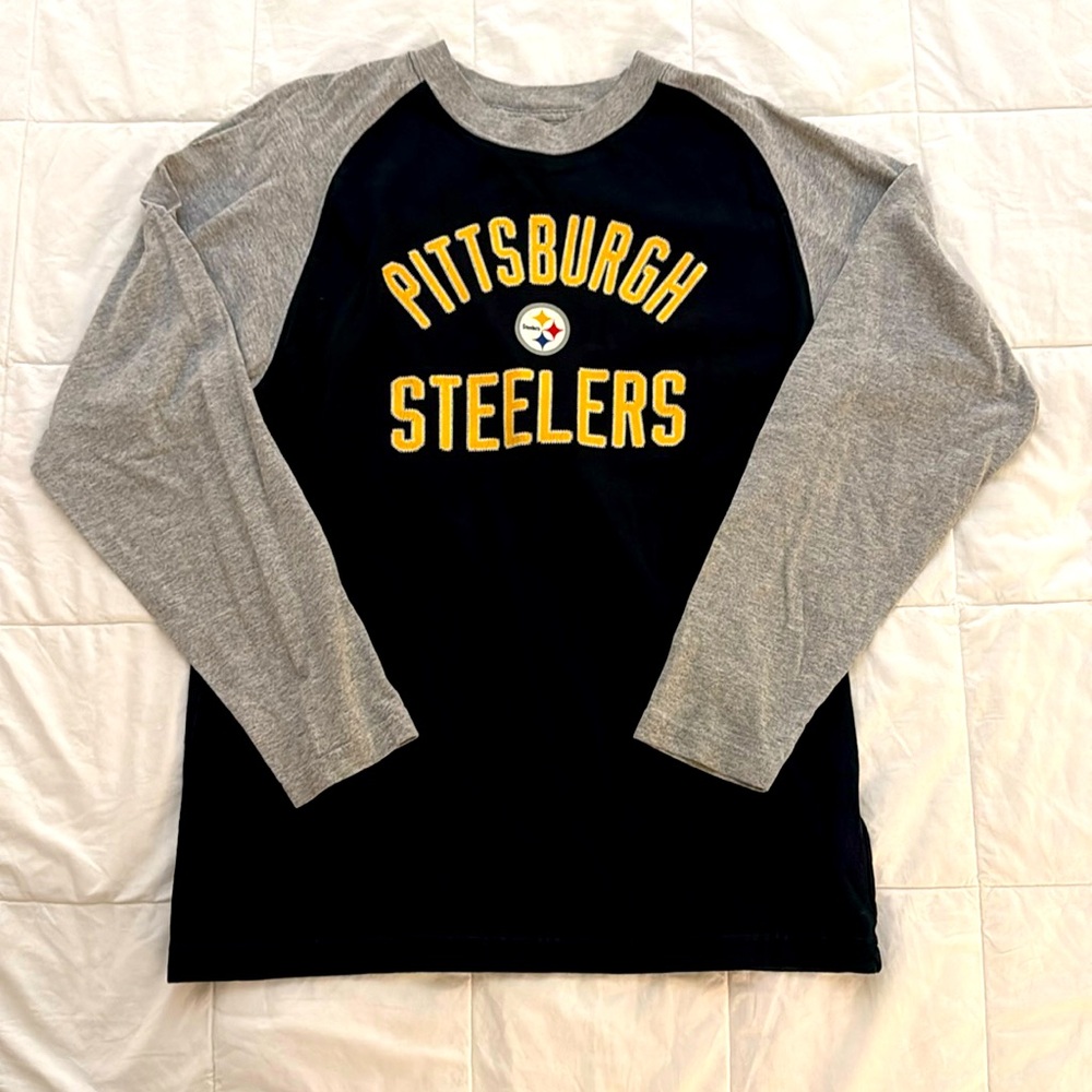 NFL Youth Pittsburgh Steelers Long Sleeve Football Tee Size Lg 14-16
